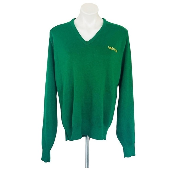 PINE STATE Vintage V-Neck Green Embroidered Irish Mist Sweater Size XL - Picture 4 of 8